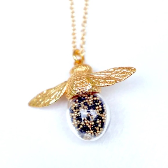 NEW Bee Shaker N1479MV Necklace 18K Gold Vermeil Blown Glass Crystal C Weitzman - Picture 1 of 11